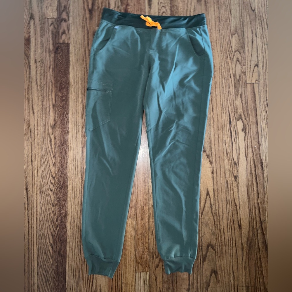 FIGS Women’s LIMITED EDITION (Moss) Jogger Scrub Pants with Orange Drawstring